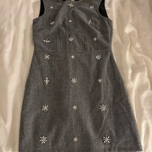 Gray Sleeveless Dress with sparkly snowflake Embellishments